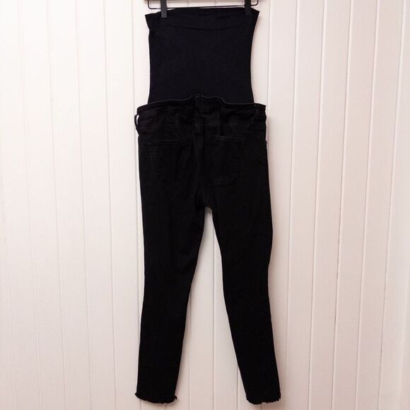 Blanqi Maternity Denim Jeans Black Skinny Over-Belly Panel Distressed Size 14 - Picture 5 of 9